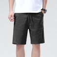 thumbnail image 2 of Caqnni Men's Cotton Casual Bermuda Shorts Drawstring Summer Beach Stretch Twill Chino Golf 9" Shorts Chino Short Classic Cargo Summer Short (34,Black), 2 of 9