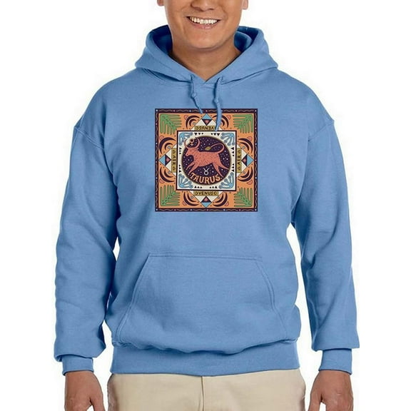 Taurus Zodiac Ethnic Style Hoodie Men -Image by Shutterstock, Male Large
