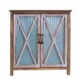 thumbnail image 6 of OS Home and Office Furniture Model 75138 Rustic, Weathered, Metal Corrugated Two Door Storage Cabinet with Three Shelves, 6 of 8