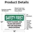 thumbnail image 2 of (2 Pack) Safety Glasses Ear Plugs And Safety Vest OSHA Safety First Sign, 2 of 7