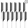 thumbnail image 2 of 12 Pieces Carbon Fiber Parting Tail Comb Cutting Comb Set, Stainless Steel Pintail Comb and Teasing Comb Parting Comb for Braids Hair Salon Home Supply, 2 of 7