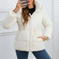 thumbnail image 6 of Breezora Women's Short Puffer Jacket Hooded Winter Coat Warm Lightweight Outerwear With Large Pockets L Size White, 6 of 7