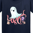 thumbnail image 4 of Inktastic Cute Ghost Octopus Trick or Treating with Bat Youth T-Shirt, 4 of 5