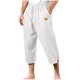 thumbnail image 2 of Ceisia Men's Gift Relaxed Three-quarter Cotton Linen Pants Breathable Elastic Waist Frog Button Multi-Color, 2 of 7