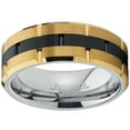 thumbnail image 2 of Metal Masters Tungsten Carbide Mens Black GoldTone Brushed Grooved Wedding Band Engagement Ring Comfort-Fit 8mm 7.5, 2 of 5