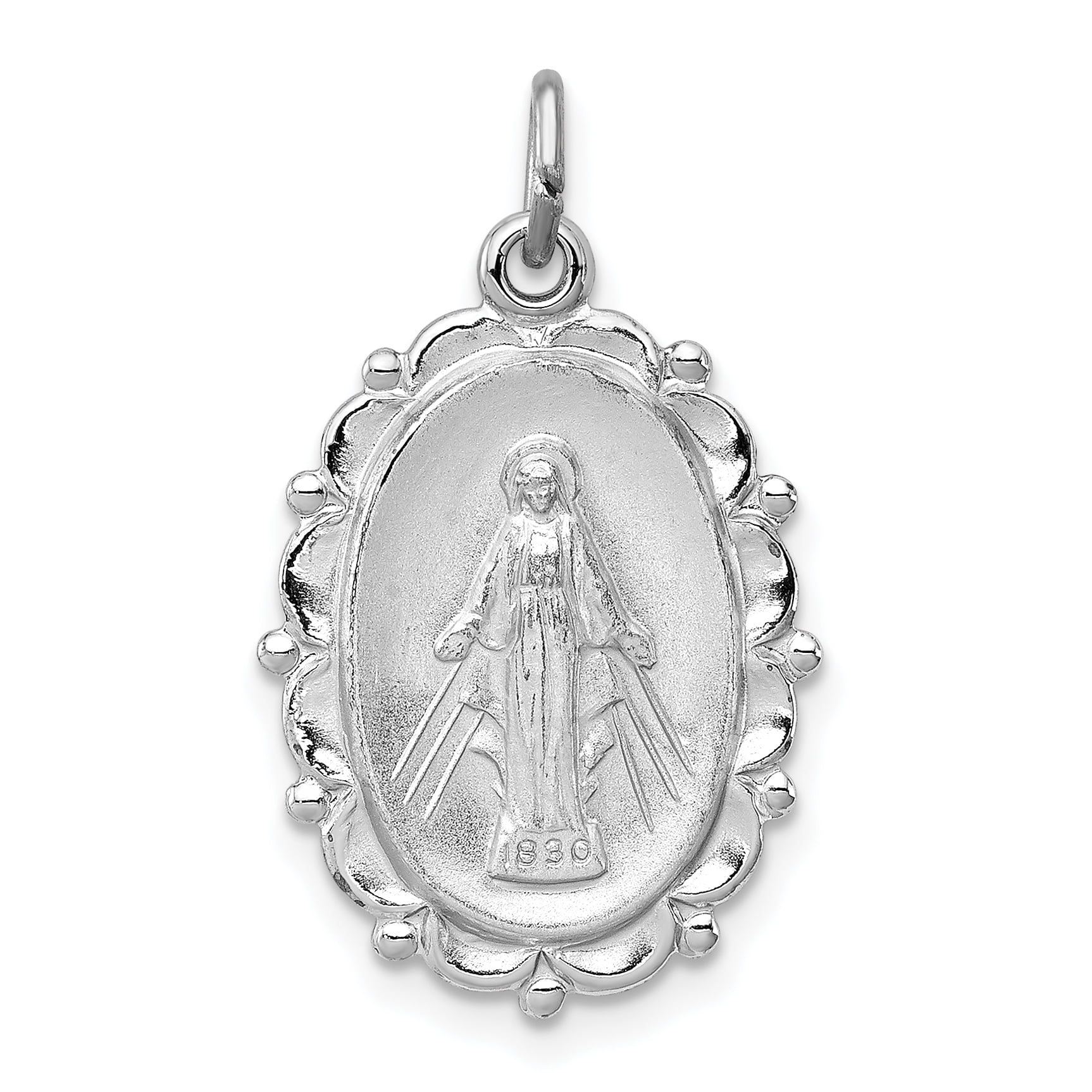 Bonyak Jewelry 18 Inch Rhodium Plated Necklace w// 6mm Light Blue September Birth Month Stone Beads and Miraculous Charm