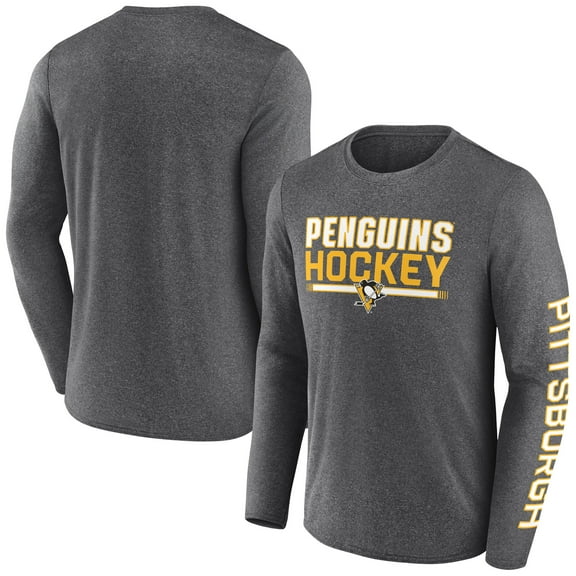 Men's Fanatics Heather Charcoal Pittsburgh Penguins Sweep Iconic Synthetic Long Sleeve T-Shirt
