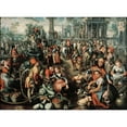 thumbnail image 3 of Joachim Beuckelaer 14x11 Black Modern Framed Museum Art Print Titled - Market Scene, Ecce Homo, the Flagellation and the Carrying of the Cross (1561), 3 of 5