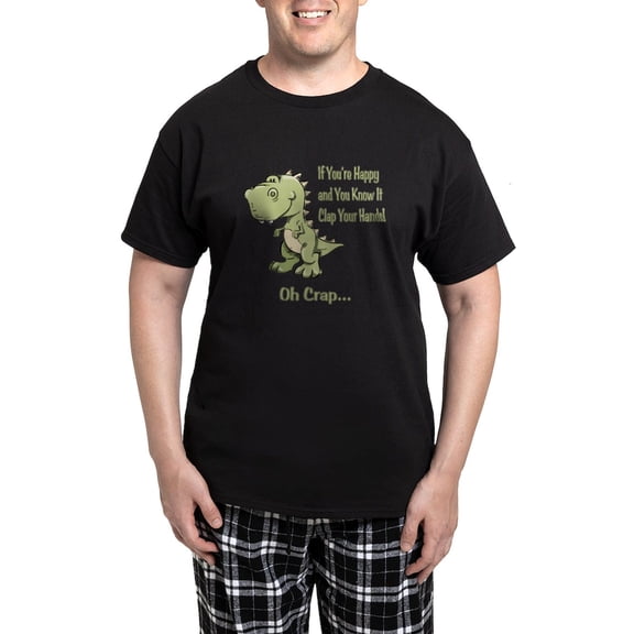 CafePress - Happy Trex Men's Dark Pajamas - Men's Dark Loose Fit Cotton Pajama Set