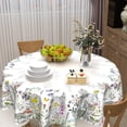 thumbnail image 5 of Spring Summer Tablecloth Round 60 Inch Easter Butterfly Floral Table Cloth Washable Plant Wildflower Printed Decorative Outdoor Table Cover for Kitchen Dining Holiday Party Picnic Indoor Home Decor, 5 of 6