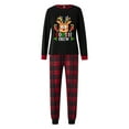 thumbnail image 2 of Christmas Family Pajamas Matching Set Letter Elk Print Long Sleeve Tops and Plaid Pants Sleepwear, 2 of 10