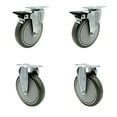 thumbnail image 2 of Polyurethane Swivel Top Plate Caster Set of 4 with 6 Inch Gray Wheels - Includes 2 Swivel with Posi Locking Brakes and 2 Rigid - 1400 lbs. Total Capacity - Service Caster Brand, 2 of 3