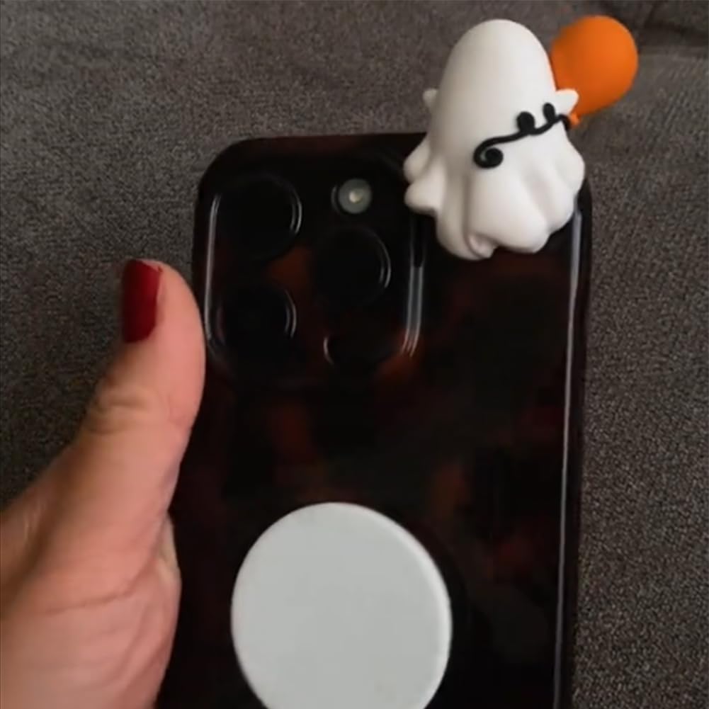 Kit 6 Autocollants Fantômes Mignons Pour Téléphone - En Silicone, 5x3 Cm, Décoration Halloween Portable