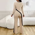 thumbnail image 6 of Women's Fashion Long Sleeve Color Contrasting Side Split T Shirt+Splicing Pants Set, 6 of 9