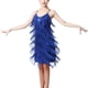 thumbnail image 2 of Vestido de mujer con borlas de lentejuelas y cuello en V para Samba, fiesta, Cha Cha Azul, 2 of 8