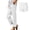 White, variant on Womens Linen Blend Split Hem Pants Elastic Waist Summer Casual Trousers with Button Detail and Pockets,XXL