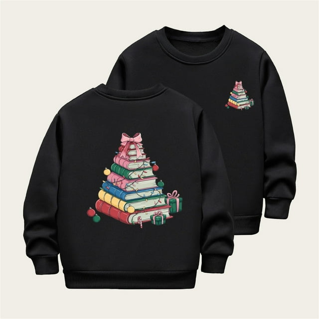 Cowsor Girls Sweatshirts Kids Cute Graphic Crewneck Pullover Tops Xmas Long Sleeve Holiday Shirts