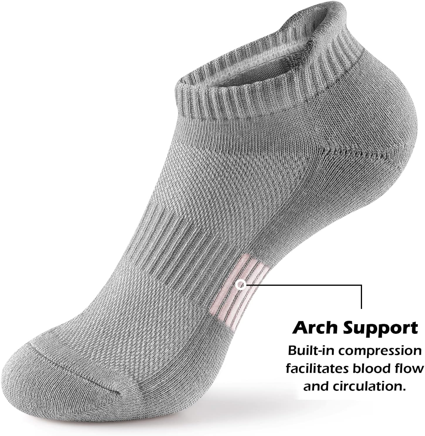 Womens Ankle Socks 5 Pairs Cushioned Running Athletic No Show Socks With Tab