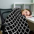 thumbnail image 3 of Black White Geometric Throw Blankets, Minimalist Morocco Pattern Soft Fleece Blanket Decorative for Home Sofa Couch Chair Living Bedroom, 40x50 inches,, 3 of 9