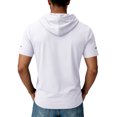 thumbnail image 4 of Men's Hooded Short Sleeve Top Quick Dry Casual Sports Athletic Shirt with Pocket Lightweight Breathable Performance Summer Workout Tee, 4 of 5