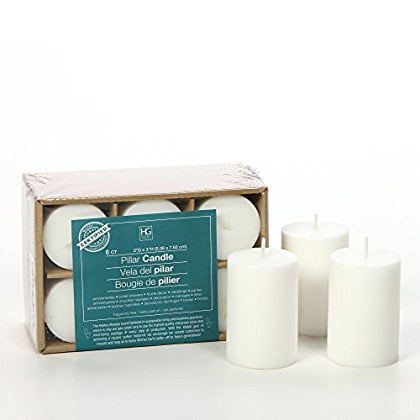 Hosley 3' High Pillar Candles, SET OF 6. WHITE, Unscented. Bulk Buy, using a High Quality Wax Blend. Ideal for Wedding, Emergency Lanterns, Spa, Aromatherapy, Party, Reiki, Candle