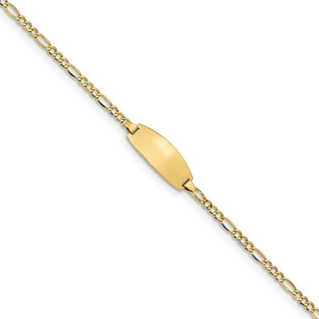 Oval Gold Magnetic Bracelet Jewelry - Roy Rose Jewelry 14K Yellow Gold Oval ID Semi-Solid Figaro Bracelet ~ length: 7 inches