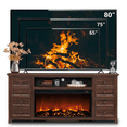 thumbnail image 4 of SinCiDo Fireplace TV Stand for TVs up to 80 Inches, Farmhouse Entertainment Center w/36 Electric Fireplace & 4 Faux Double Drawers, Large Media Console Cabinet for Living Room, 70 Inch, Brown, 4 of 7
