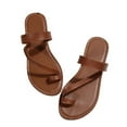 thumbnail image 2 of AXXD Brown Heeled Sandals for Women Comfort Flat Flip Flop Summer Trendy Mothers Day, 2 of 7