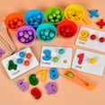 thumbnail image 2 of HLONK Wooden Colorful Digital Puzzle And Bead Pairing Game Toys Set  to Help Develop Fine Motor Skills  with Colorful Beads  Matching Cards for Cognitive Skills Development  Perfect Easte, 2 of 7