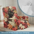 thumbnail image 3 of LedBack Black Cat Print Recliner Slipcovers 4-Pieces Maple Leaves Print Lazyboy Covers Washable Stretch Lazy Boy Chair Slipcover for Living Room Fitted Sofa Couch Cover, Red, 3 of 8