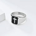 thumbnail image 3 of PAURO Men's Stainless Steel Vintage Enamel Square Cross Rings Biker Rock Cocktail Party Ring Silver Size 12, 3 of 5