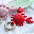 thumbnail image 3 of DICHA Wood Baby Rattle-Crochet Baby Rattle- Infant Rattle Sensory Development Wooden Toys Set-includes Beech Wooden Teething Ring-Crab, 3 of 7