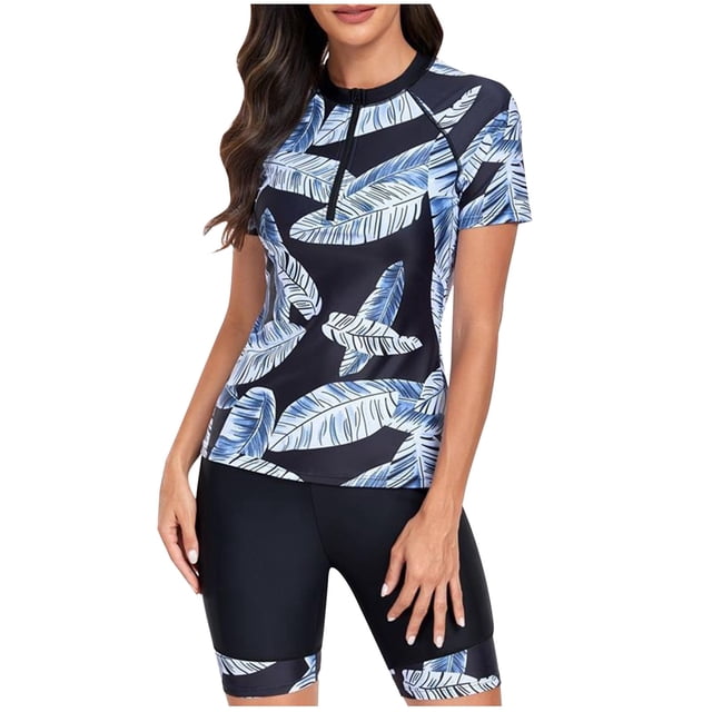 FhsagQ Paréo pour Femmes Grande Taille Ouvert à l'Entrejambe Mode d'Été pour Femmes Sport Imprimé Fermeture Éclair Col Rond Manches Courtes Combinaison de Surf Paréo pour Femmes avec Porte-Jarretelles et Bas Noir m