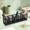 thumbnail image 7 of Dongrere Mesh Pen Holder 5 Compartments Black Metal Desk Organizer for Home Office Table Use, 13.4x3.1x3.7 Inch, 7 of 7