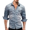 thumbnail image 5 of 2022 Autumn Men Denim Tshirt Mens Long Sleeve Soft Cotton Slim Jeans T-Shirts Male Cowboy Tops Tees Xxxl, 5 of 5