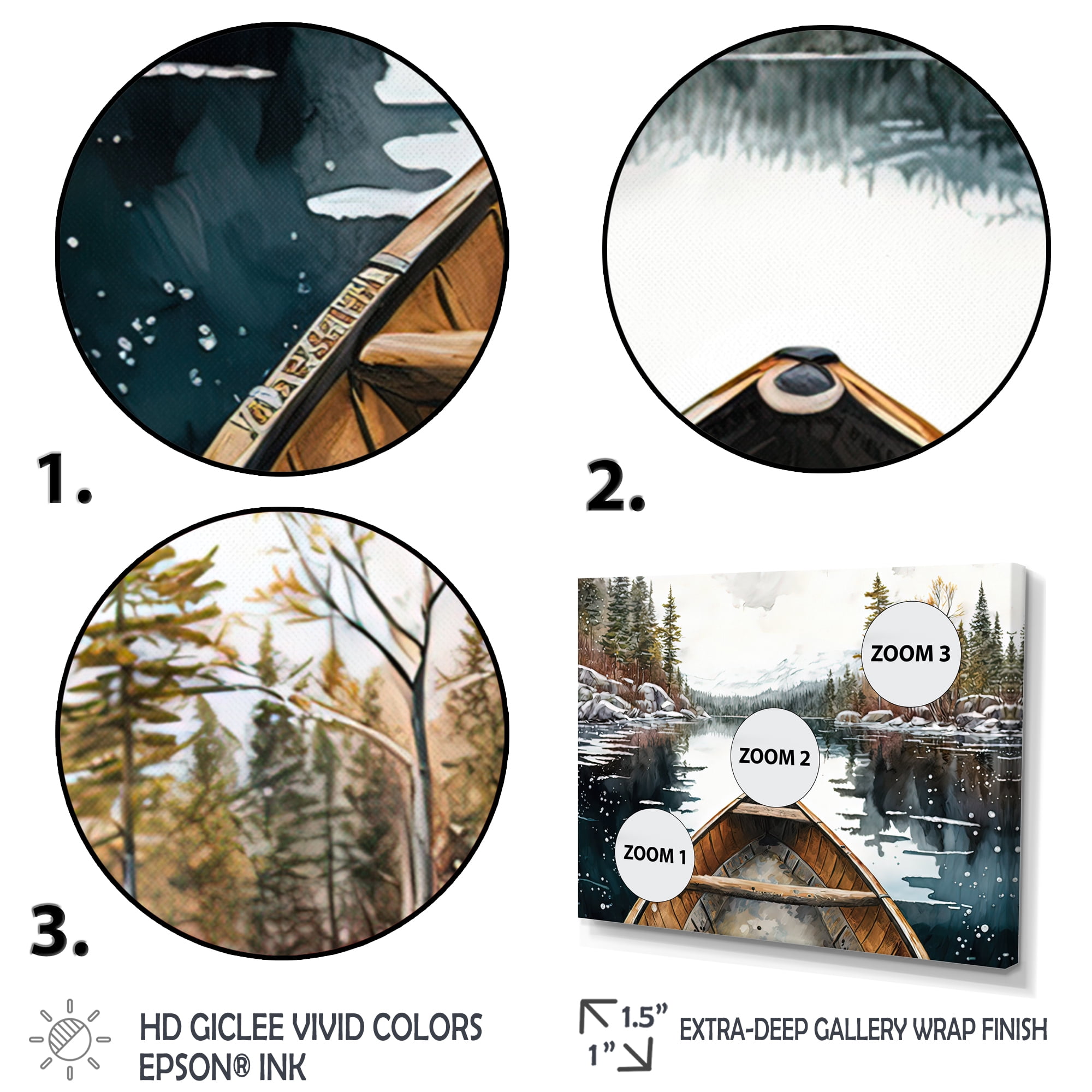 Designart Winter Canoe Scenery I Canvas Wall Art