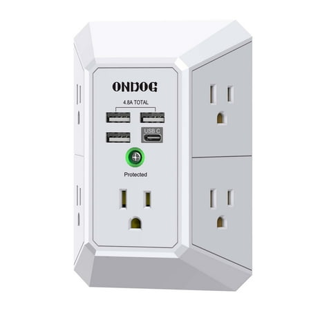 Ondog 5-Outlet Surge Protector with 4 USB Ports