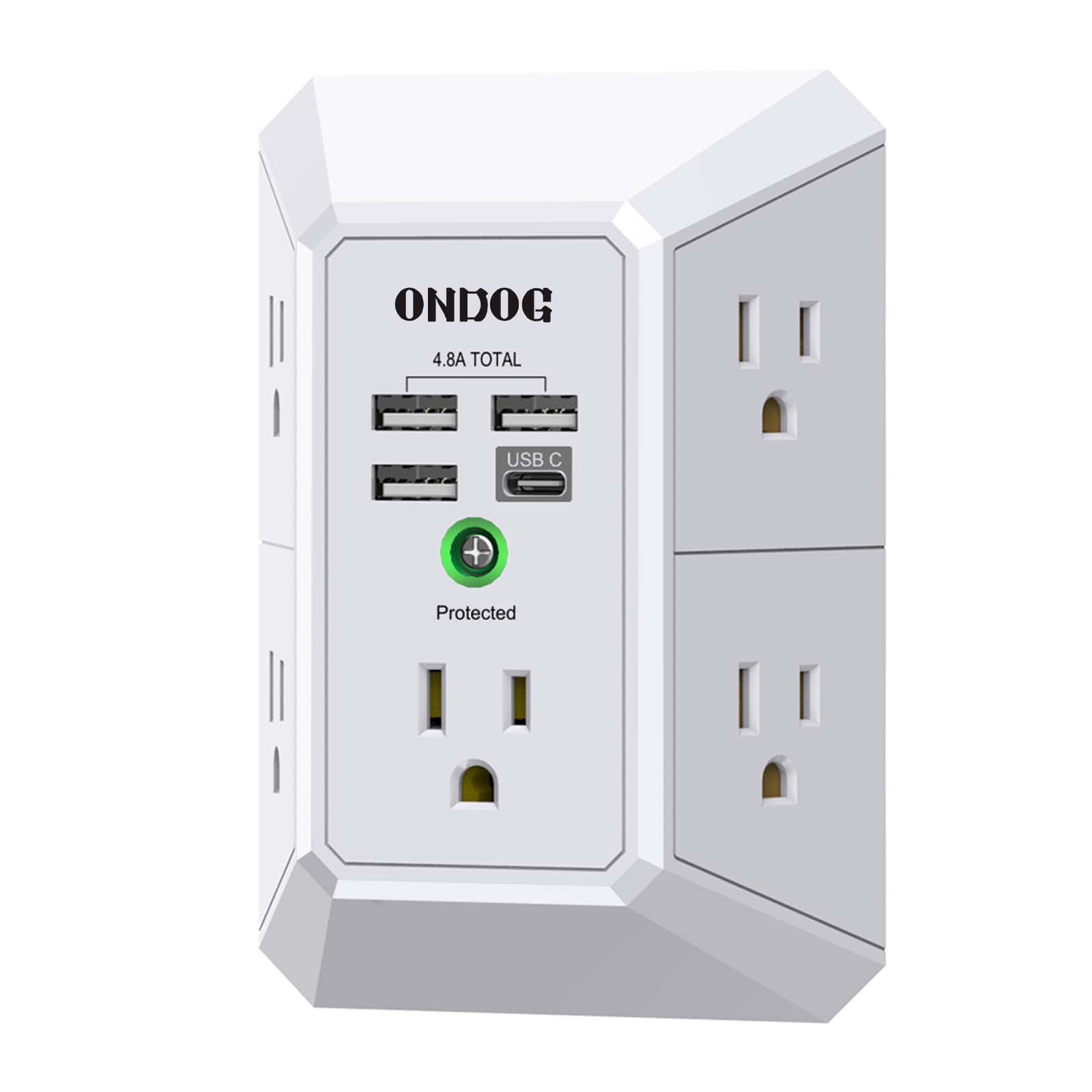 Ondog 5-Outlet Surge Protector with 4 USB Ports photo 1