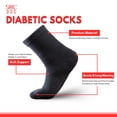 thumbnail image 2 of 12 Pairs Diabetic Quarter Ankle Socks for Men & Women – Doctor Recommended Non-Binding Socks for Neuropathy Relief & Circulation Support, Smooth Toe Seam, Wide Stretch Comfort, Sizes 9-11, Black, 2 of 5