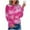Hot Pink, variant on Summer Tops for Women 2023 Fashion Summer Round-Neck Long Sleeve Print Casual Outing Blouses Tunic Tshirt Party Beach on Clearance