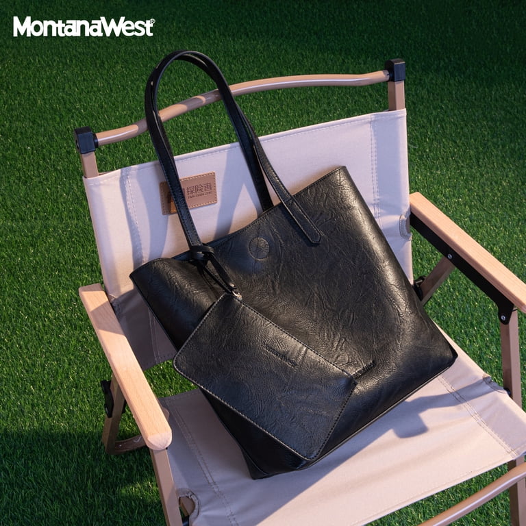 Montana West Soft Hobo Tote Bag with Top Handle, Black photo 5