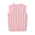 thumbnail image 4 of CCRFTGI Sweater Vest for Boys Girls 5-12Y Fashion Knit Vest Comfort Uniform Regular Fit Winter Pullover Top Pink 9-10Y, 4 of 9