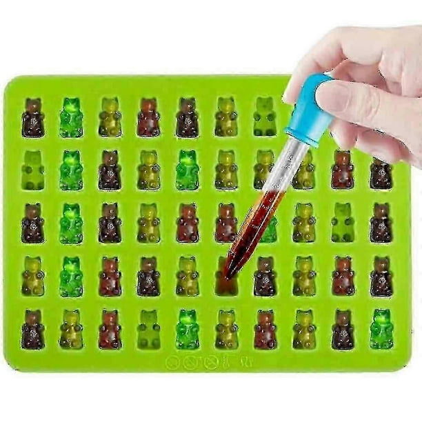 3 Pieces Candy Mold Silicone Gummy Bear Molds Silicone Molds With Pipettes For Gummy Bears, Jelly, Chocolate, Halloween Christmas Candy (blue, Red, Gr