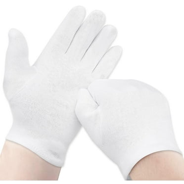 Ruvanti 24 Pcs 100% Cotton White Work Gloves for Men, Women - Soft, Breathable, Washable & Stretchy Cloth for Multi-Purpose - 12 Pairs-Medium