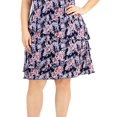 thumbnail image 4 of Connected NAVY/MAUVE Women's Plus Size Floral-Print Tiered Sheath Dress, US 14W, 4 of 4
