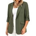 thumbnail image 6 of ClodeEU Women's Lapel Collar Single Button 3/4 Sleeve Blazer,Casual Office Short Suit Jacket Army Green,Women's Plus L, 6 of 8