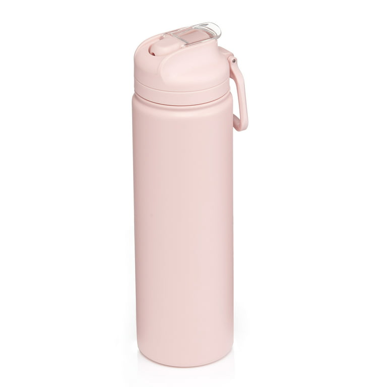 Mainstays 24 fl oz Pearl Blush Solid Print Insulated Stainless Steel Water Bottle with Flip-Top Lid, Size: One Size