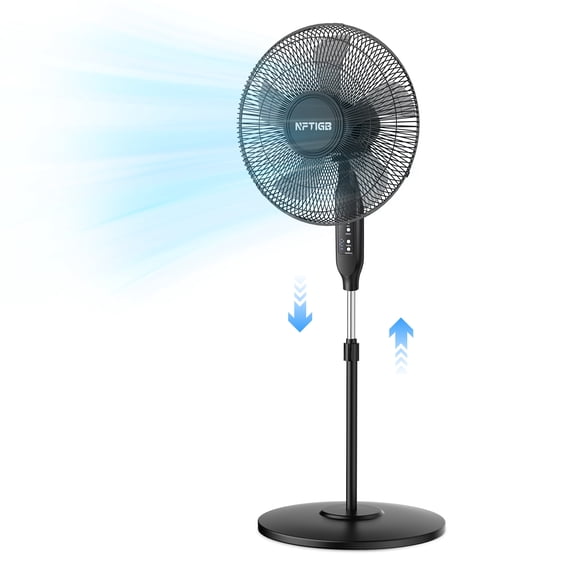 NFTIGB 16'' Oscillating Pedestal Fan w/Remote and Timer, 12 Speeds,Adjustable Height Floor Fan New