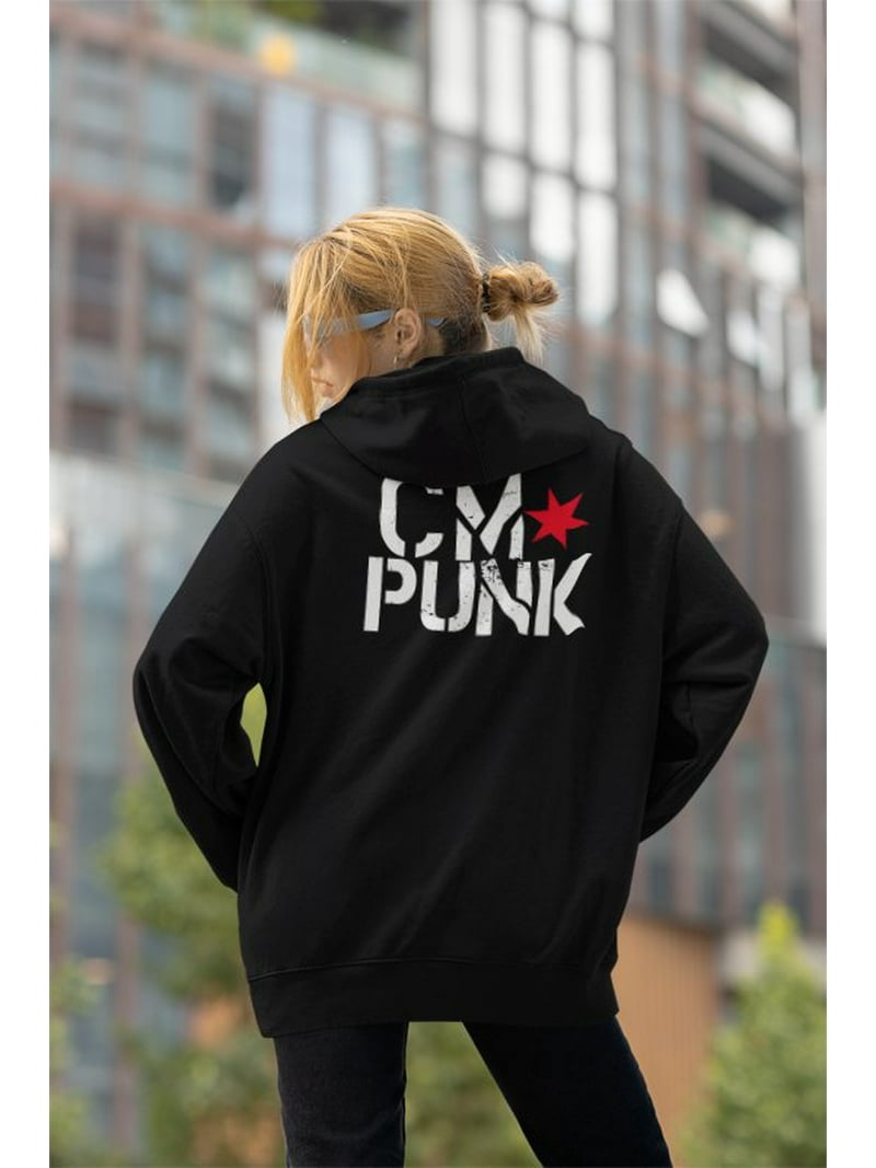 CM Punk Return Blue Logo Black Pullover Sweatshirt Hoody - Walmart.com