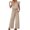 C483 Beige, variant on Curuila Jumpsuits For Women Square Neck Sleeveless Solid Color Pocket Wide Leg Long Comfort Casual Bodysuits Beige Size L